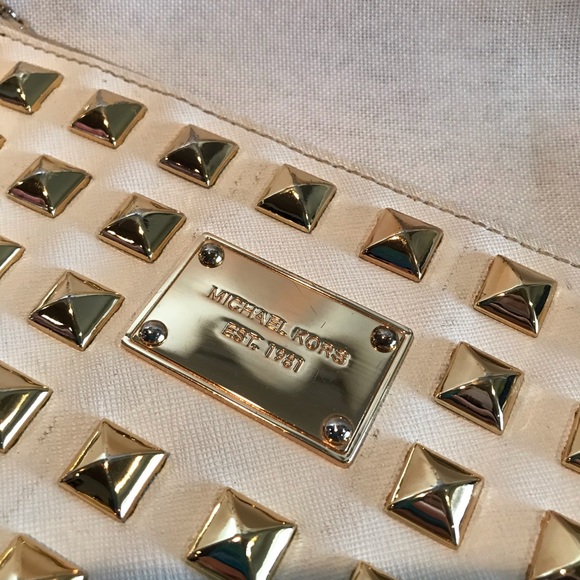 Michael Kors Gold Pyramid Stud Clutch - Picture 8 of 14